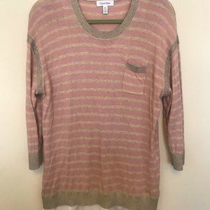 Calvin Klein Gold & Pink Striped Sweater